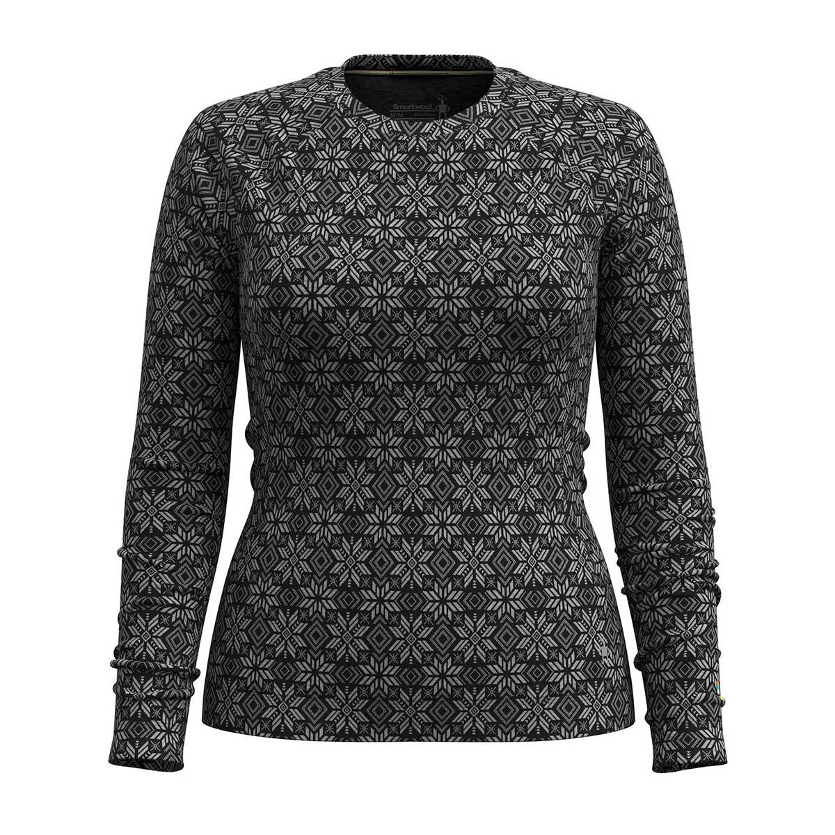 Smartwool Classic Thermal Merino Baselayer Crew Plus Women's in Black Digi Snow